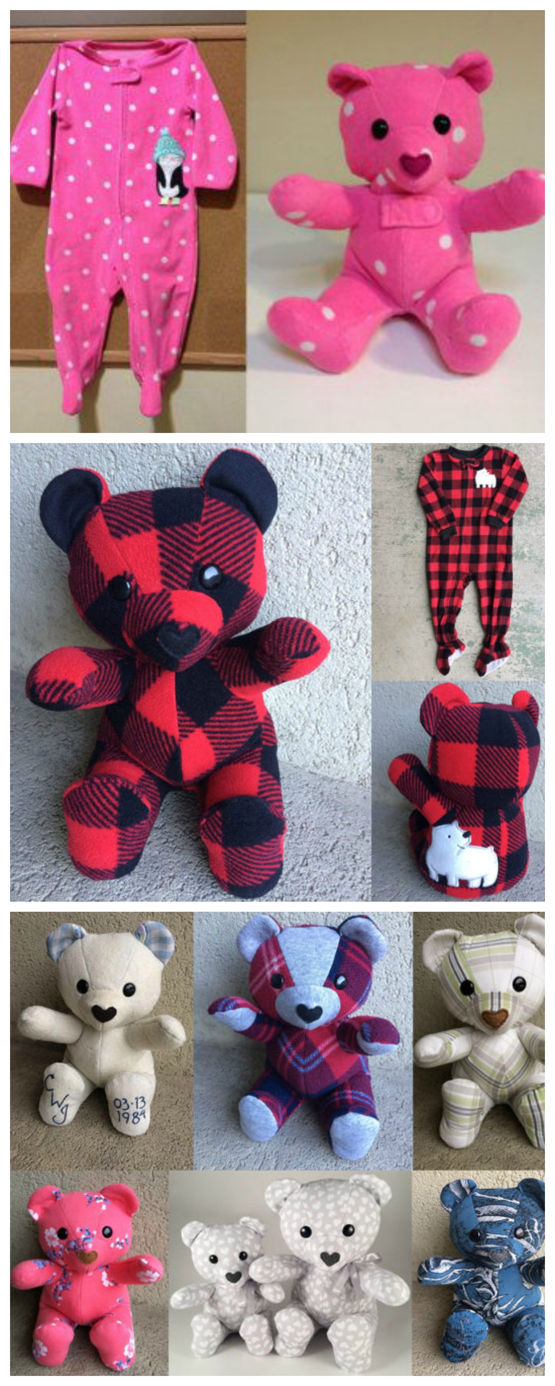 teddy made out of baby clothes