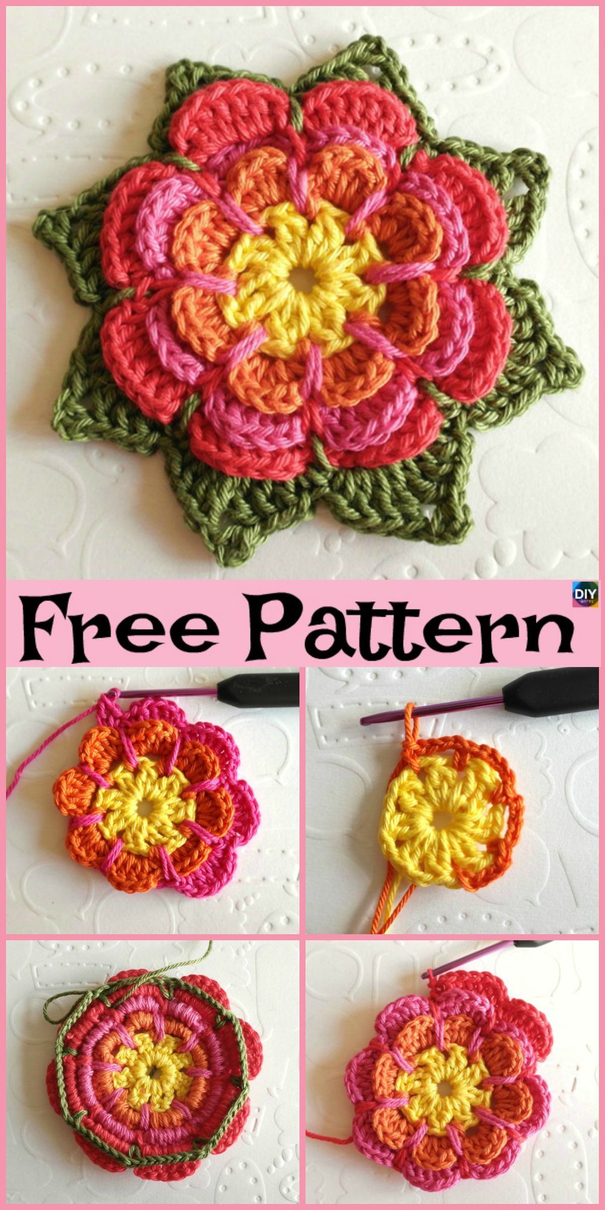 diy4ever-Crochet Beautiful Flower - Free Pattern