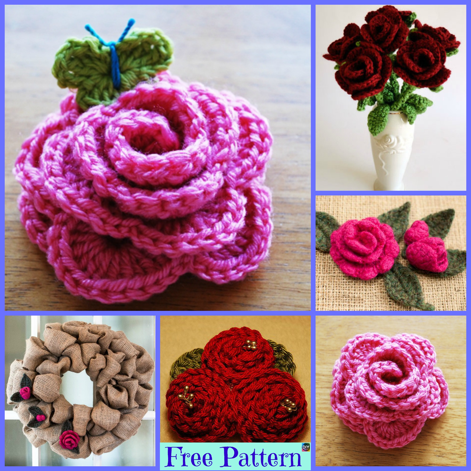 12 Beautiful Crocheted Flowers Free Patterns DIY 4 EVER
