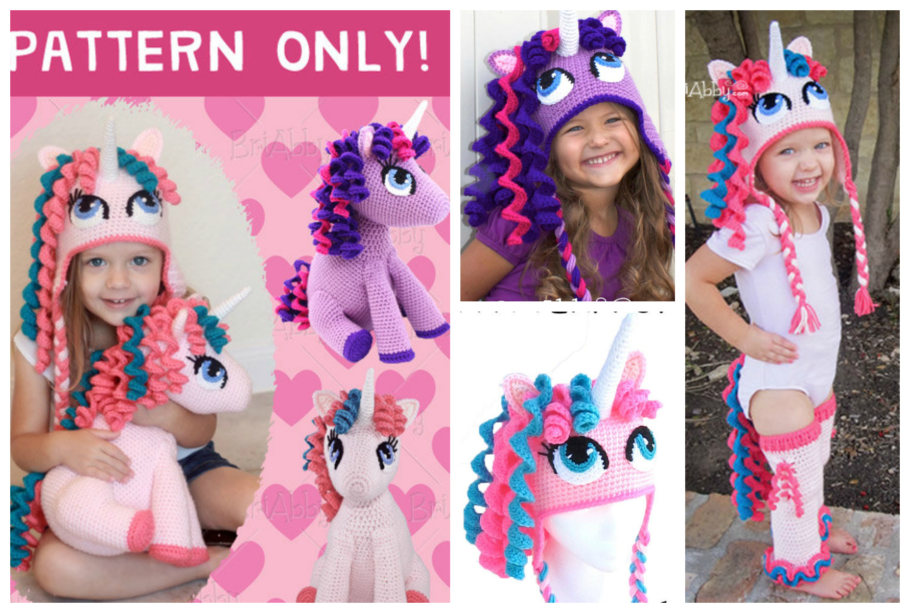 Crochet Unicorn Pony Hat & Leggings & Tail Pattern Pack