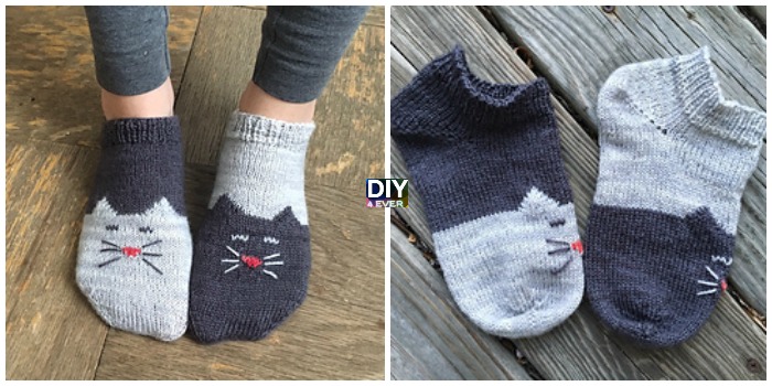 Knit YinYang Kitty Socks -Free Pattern