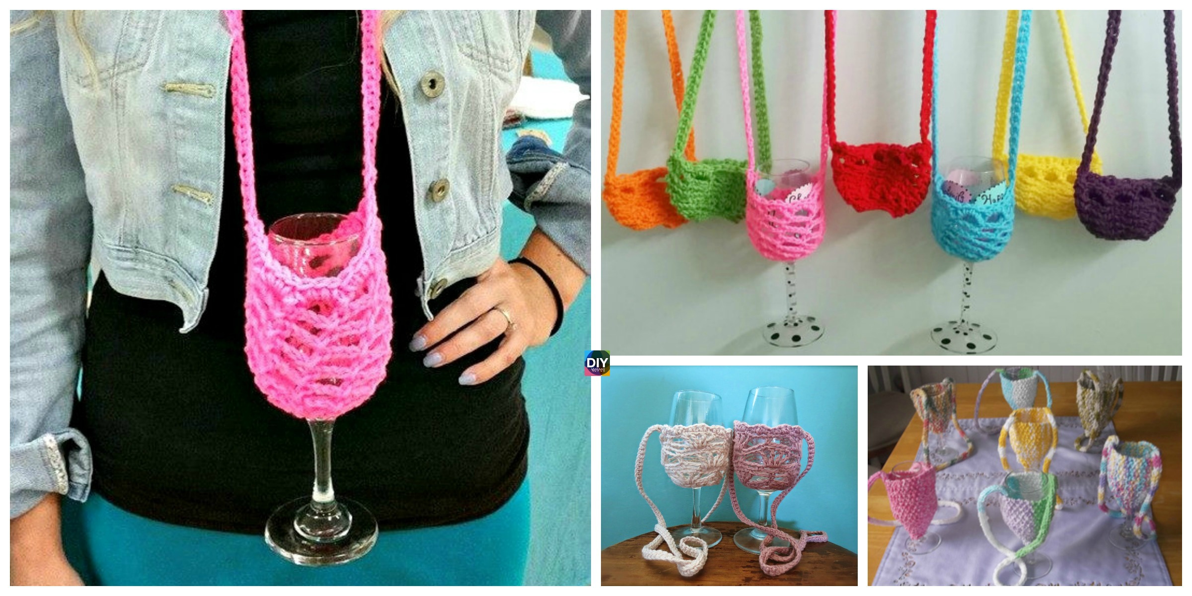 Crochet & Knit Wine Glass Holders- Free Pattern