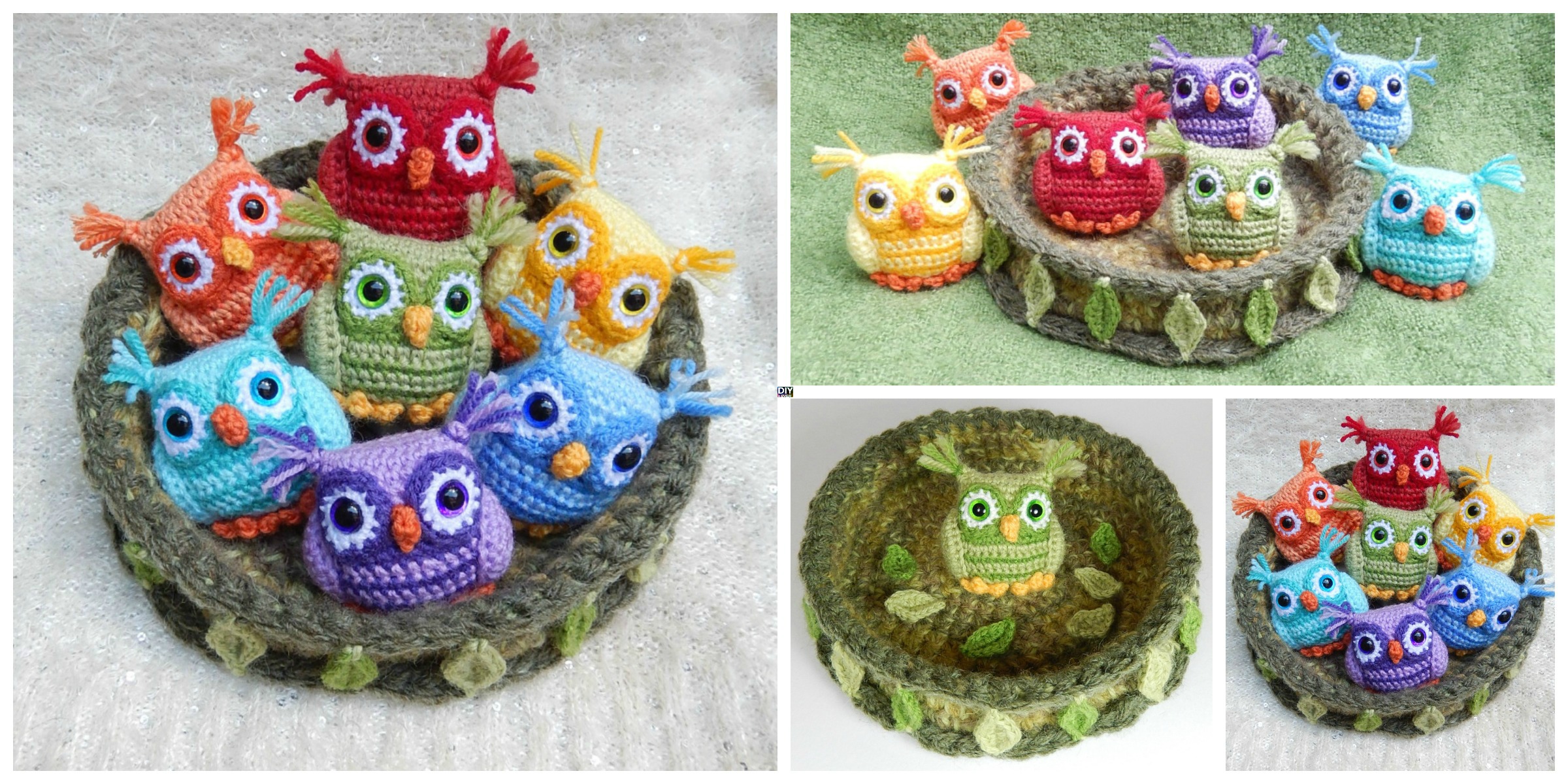 Crochet Nesting Rainbow Owls – Free Pattern