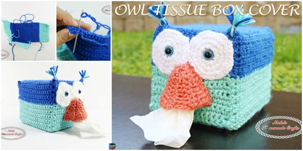 DIY4EVER-Crochet Owl Tissue Box Cover – Free Pattern