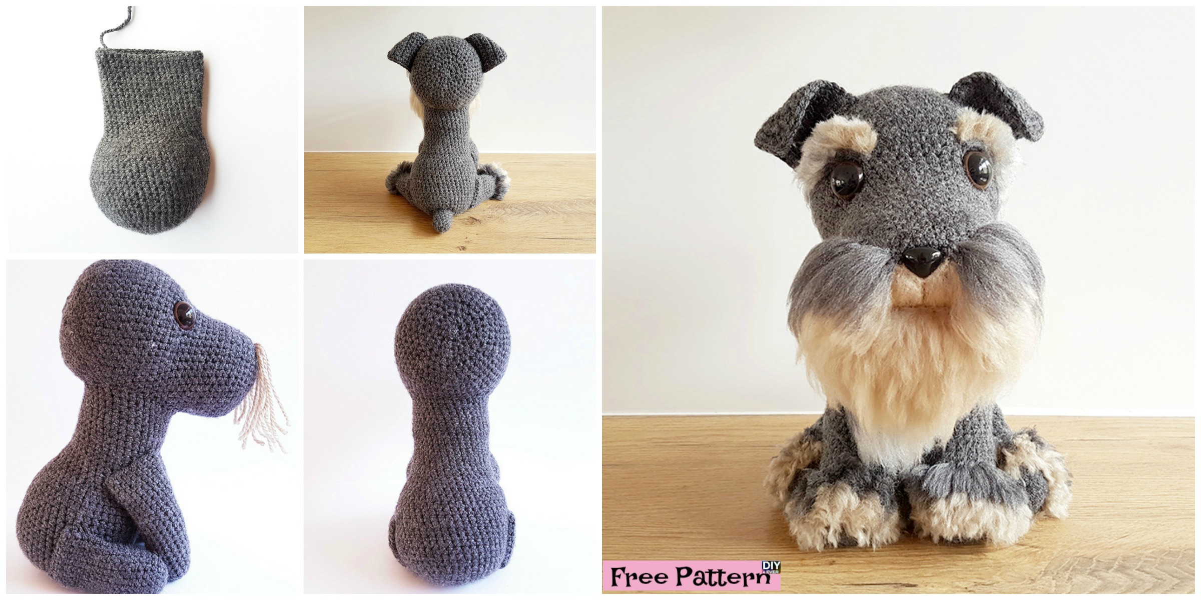 Crochet Amigurumi Schanuzer Dog  – Free Pattern