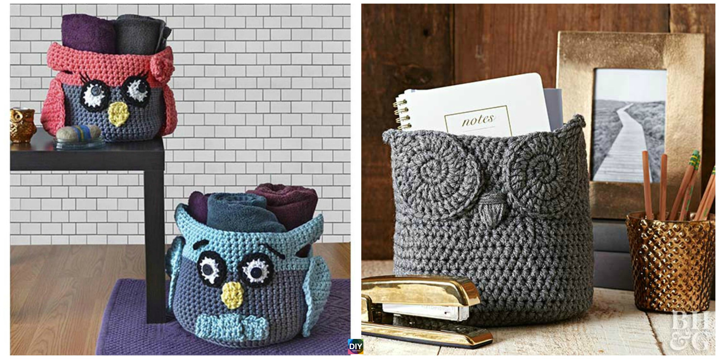 Cute Crochet Owl Basket – Free Patterns