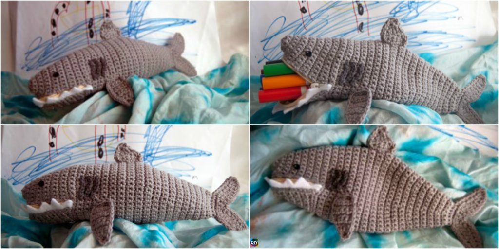 diy4ever- Crochet Shark Time Pouch - Free Pattern