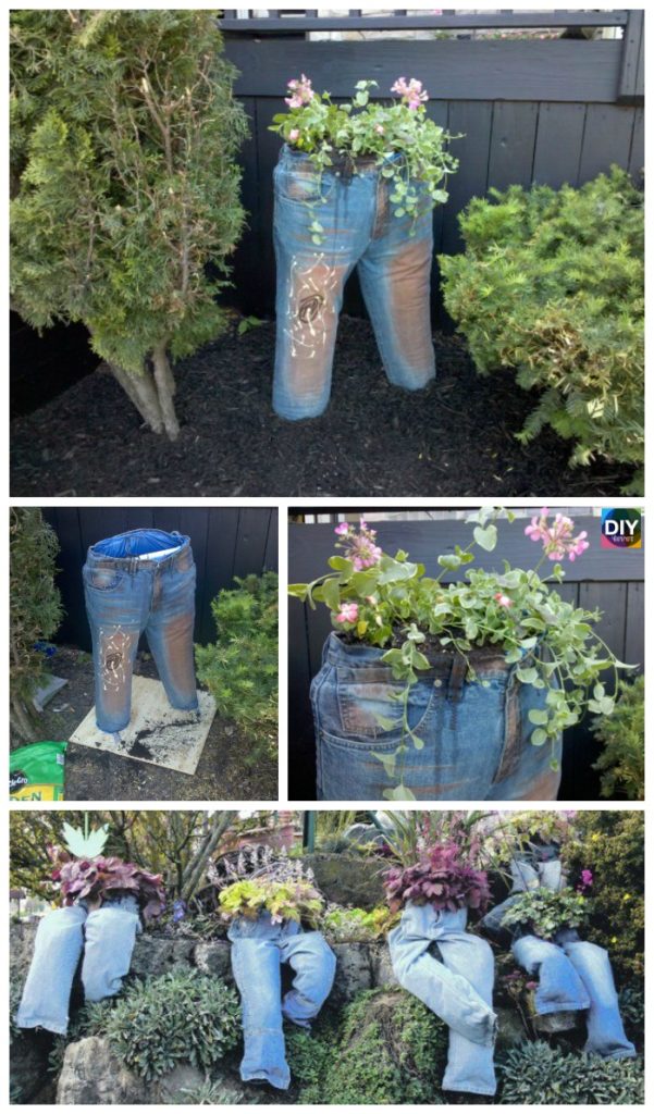 Creative DIY Denim Plant Garden Tutorial - DIY 4 EVER