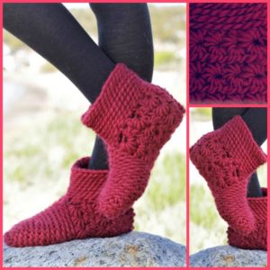 diy4ever-Unique Crochet Star Stitch Slippers - Free Pattern