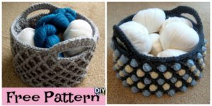 diy4ever-Beautiful Crochet Round Basket - Free Pattern