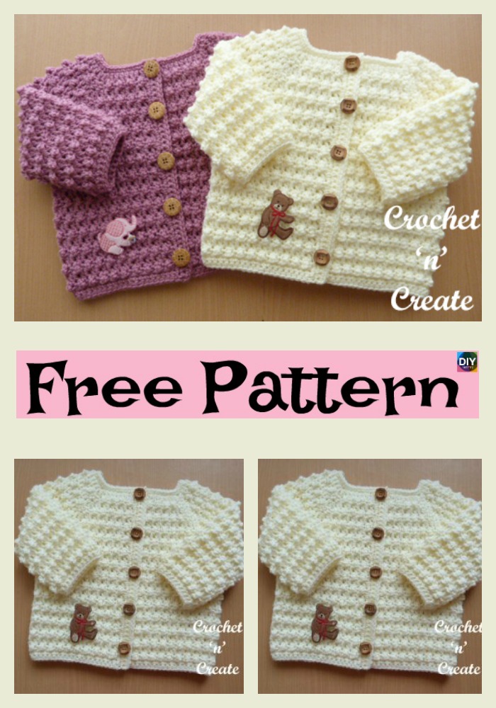 Cozy Crocheted Baby Cardigan - Free Patterns - DIY 4 EVER