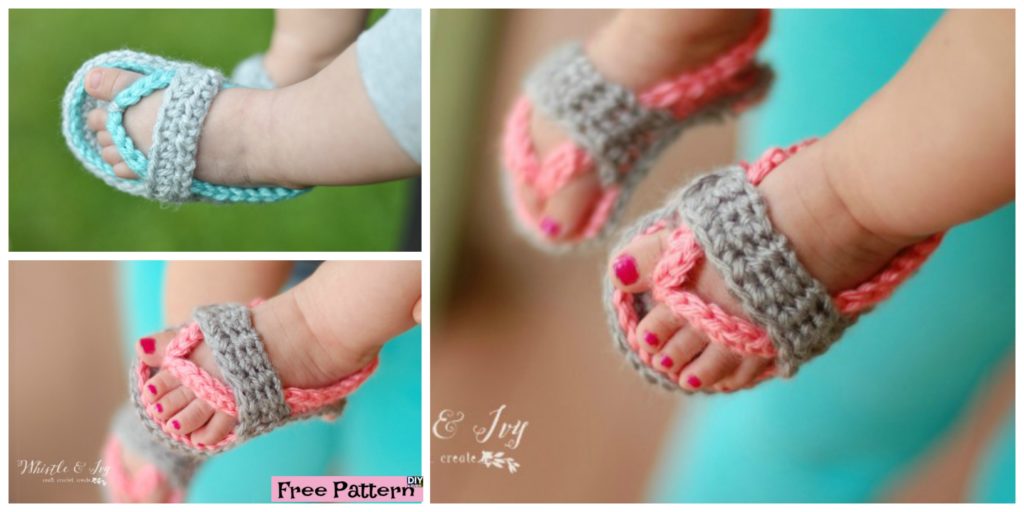 diy4ever- Crochet Baby Flip Flop Sandals -Free Pattern