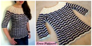 diy4ever- Crochet Chevron Stripes Sweater - Free Pattern