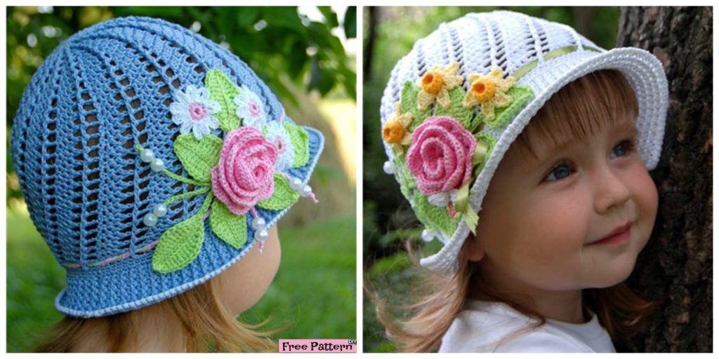 Crochet Flower Sun Hats - Free Pattern - DIY 4 EVER