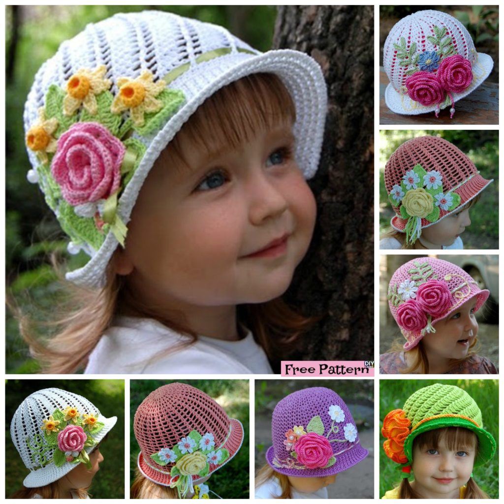 Crochet Flower Sun Hats - Free Pattern - DIY 4 EVER