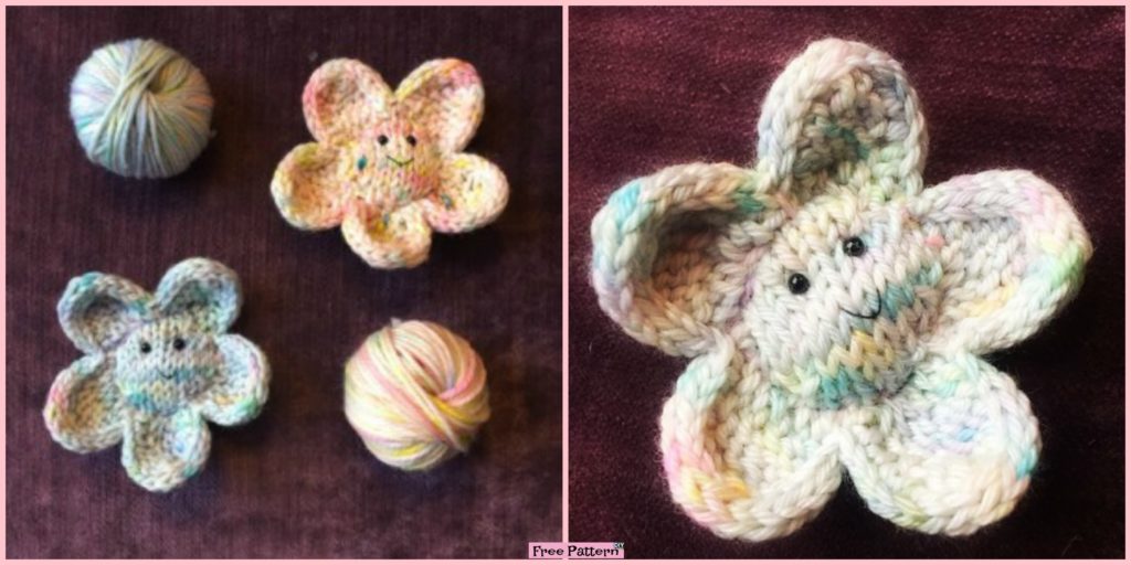 diy4ever- Cute Smiley Knit Flower - Free Pattern