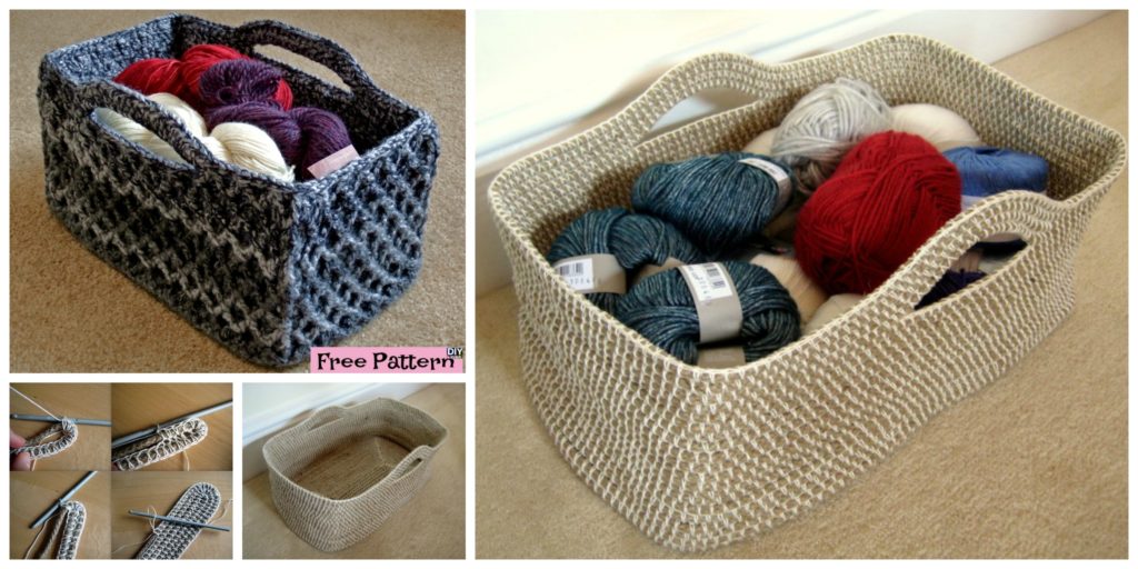 diy4ever- Useful Crochet Rectangle Basket - Free Pattern