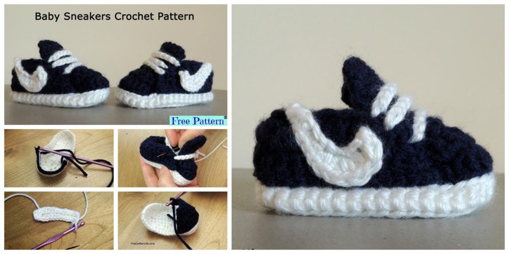 free crochet pattern for nike baby sneakers