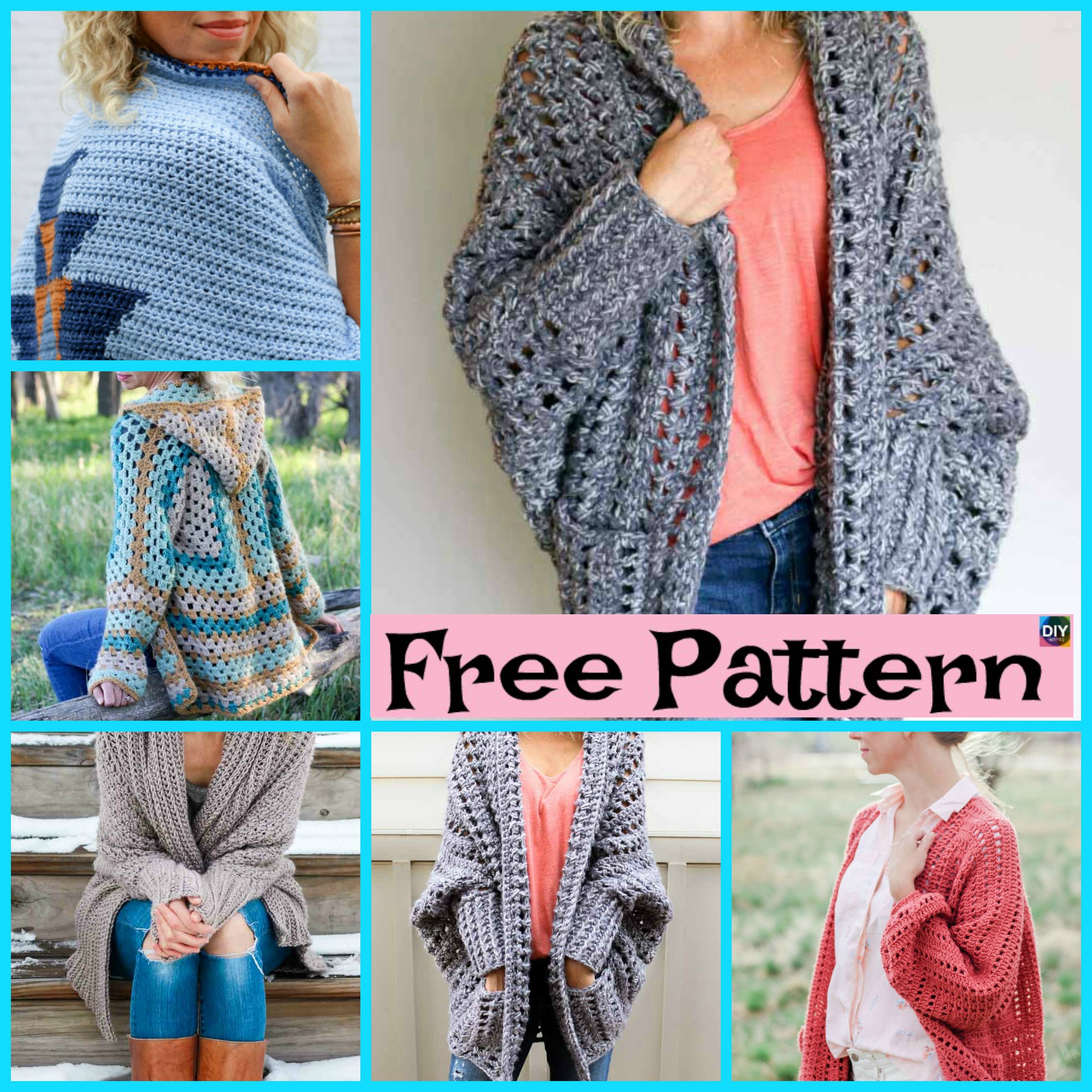 5 Beautiful Crochet Sweater Free Patterns - DIY 4 EVER