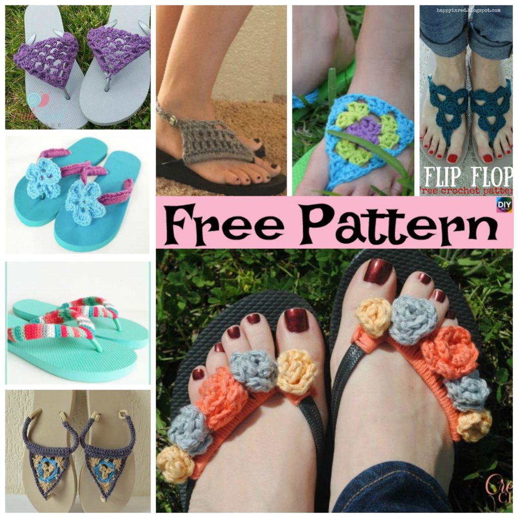 8 Awesome Flip Flop Crochet Slippers - Free Patterns - DIY 4 EVER
