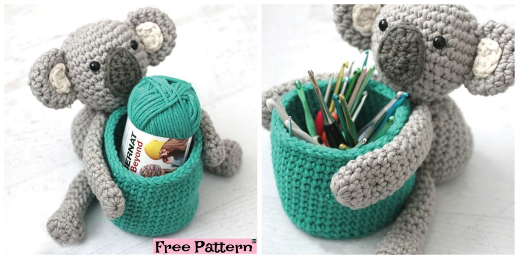 Adorable Crochet Koala Basket - Free Pattern - DIY 4 EVER