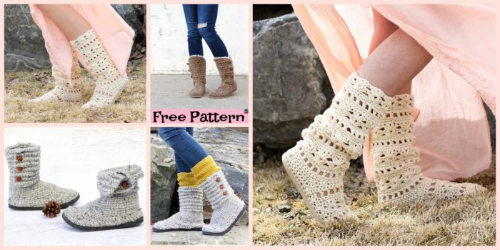 Crochet Boots with Soles - Free Patterns - DIY 4 EVER