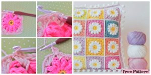 diy4ever- Crochet Daisy Granny Square - Free Pattern
