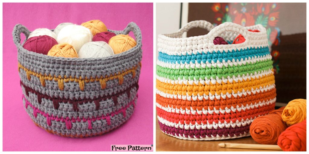 diy4ever-Crochet Spike Stitch Basket - Free Pattern