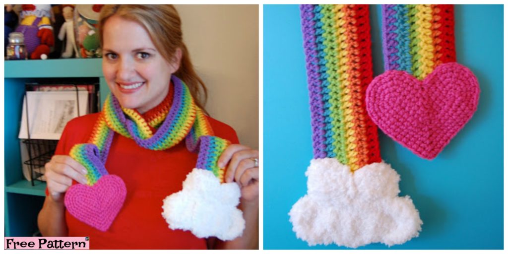 diy4ever- Cute Crochet Rainbow Scarf - Free Pattern