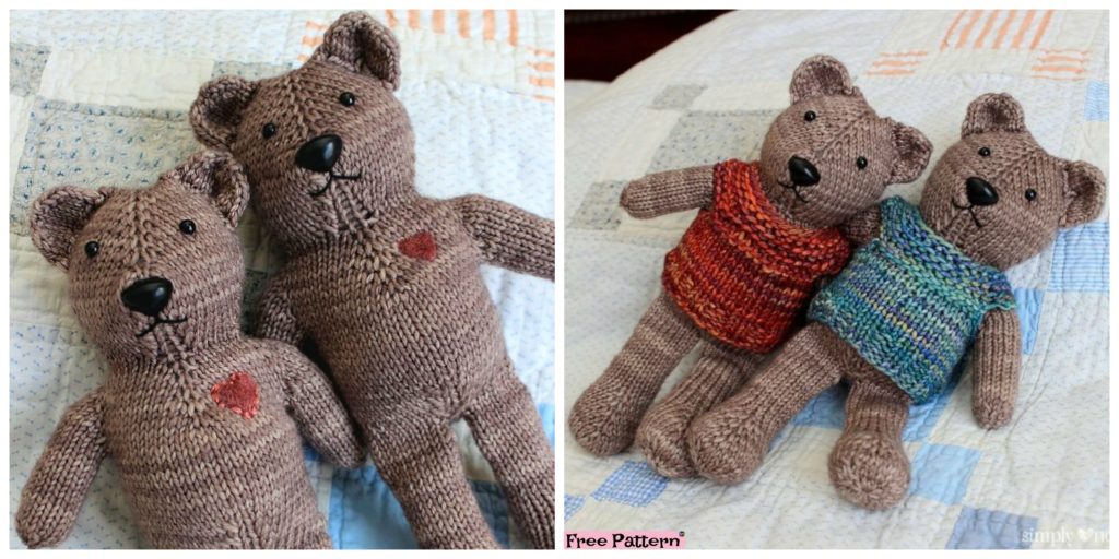diy4ever- One Piece Knitted Teddy Bear - Free Pattern