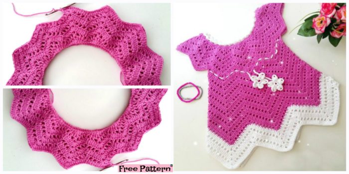 Pretty Crochet Baby Blossom Dress - Free Pattern - DIY 4 EVER