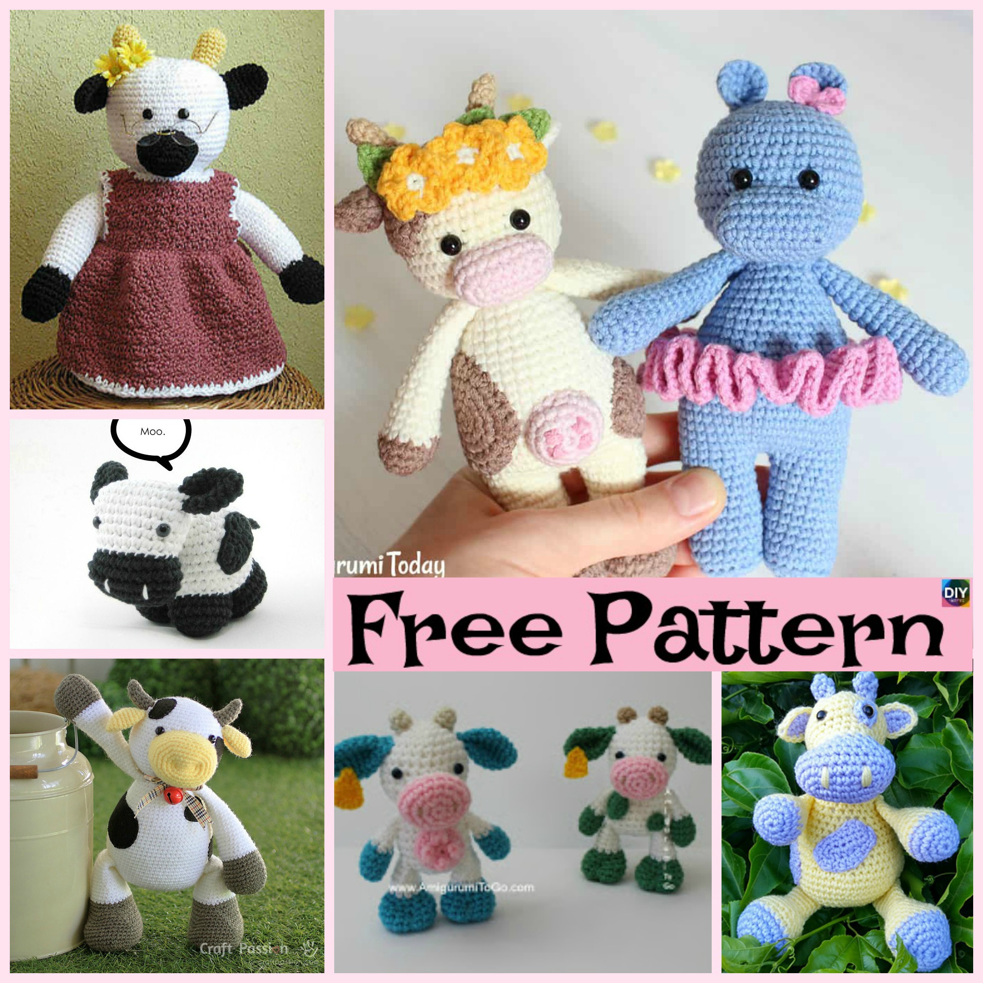 6 Super Cute Crocheted Amigurumi Cow Free Patterns - DIY 4 EVER