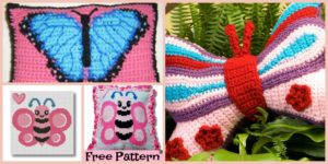 diy4ever-Beautiful Crochet Butterfly Pillow - Free Pattern
