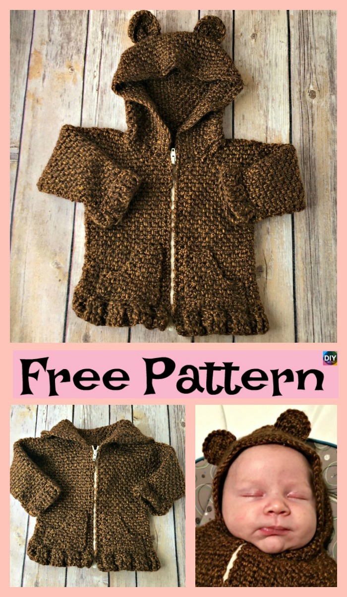 Crochet Baby Bear Cardigan – Free Patterns - DIY 4 EVER
