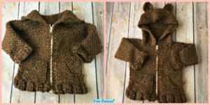 diy4ever-Crochet Baby Bear Cardigan – Free Patterns