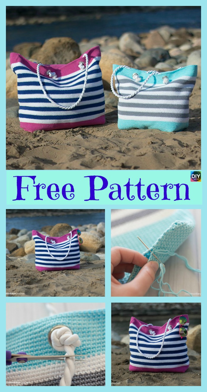 Crochet Classic Beach Bag - Free Pattern - DIY 4 EVER