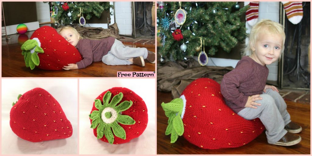 diy4ever- Crochet Giant Strawberry Pillow - Free Pattern