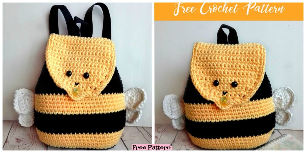 diy4ever- Cute Crochet Bumble Bee Backpack - Free Pattern