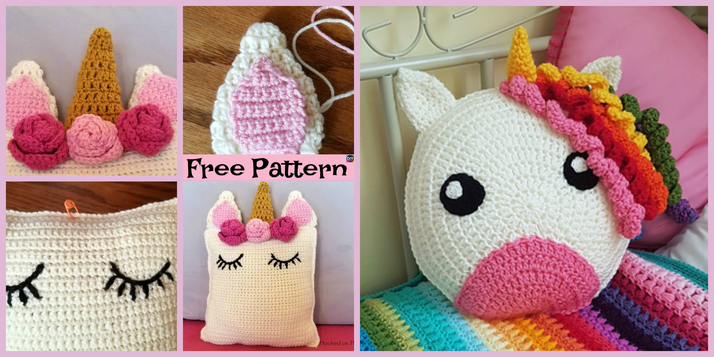 Cute Crochet Unicorn Pillow – Free Patterns