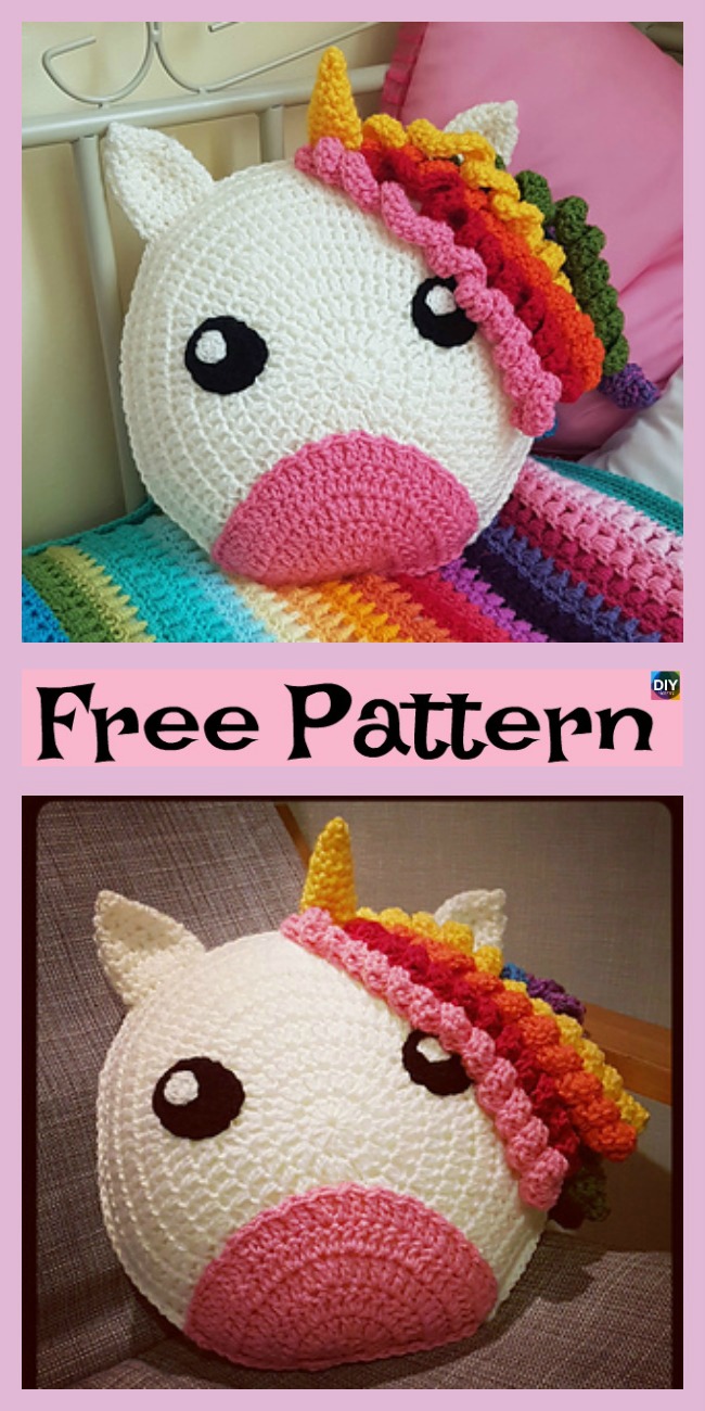 Cute Crochet Unicorn Pillow - Free Patterns - DIY 4 EVER