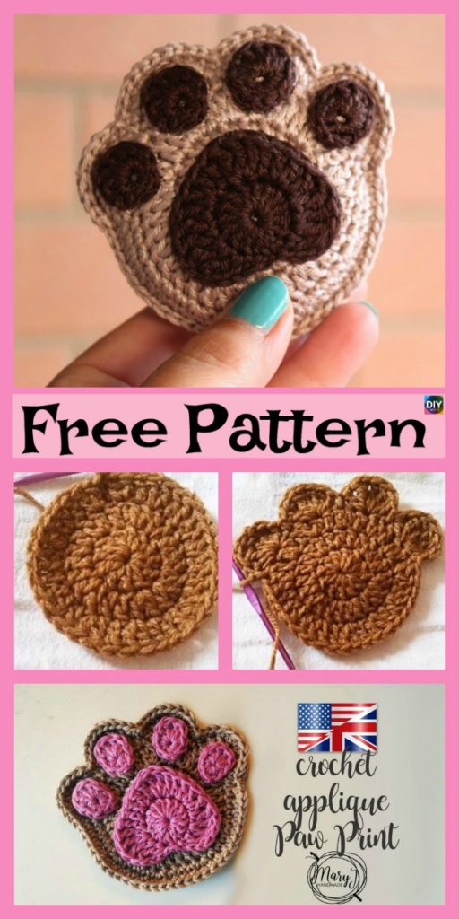 Super Cute Crochet Paw Print - Free Patterns - DIY 4 EVER