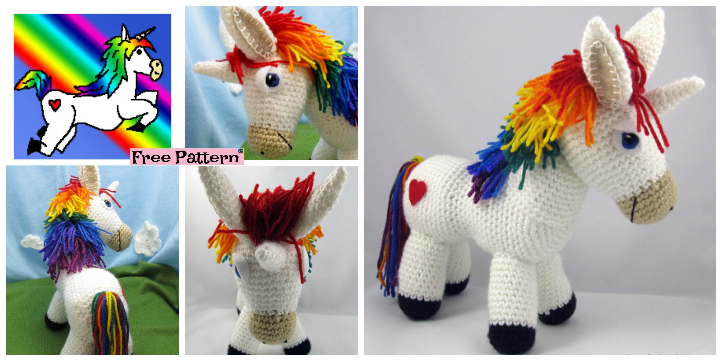 Adorable Crochet Rainbow Donkey – Free Pattern
