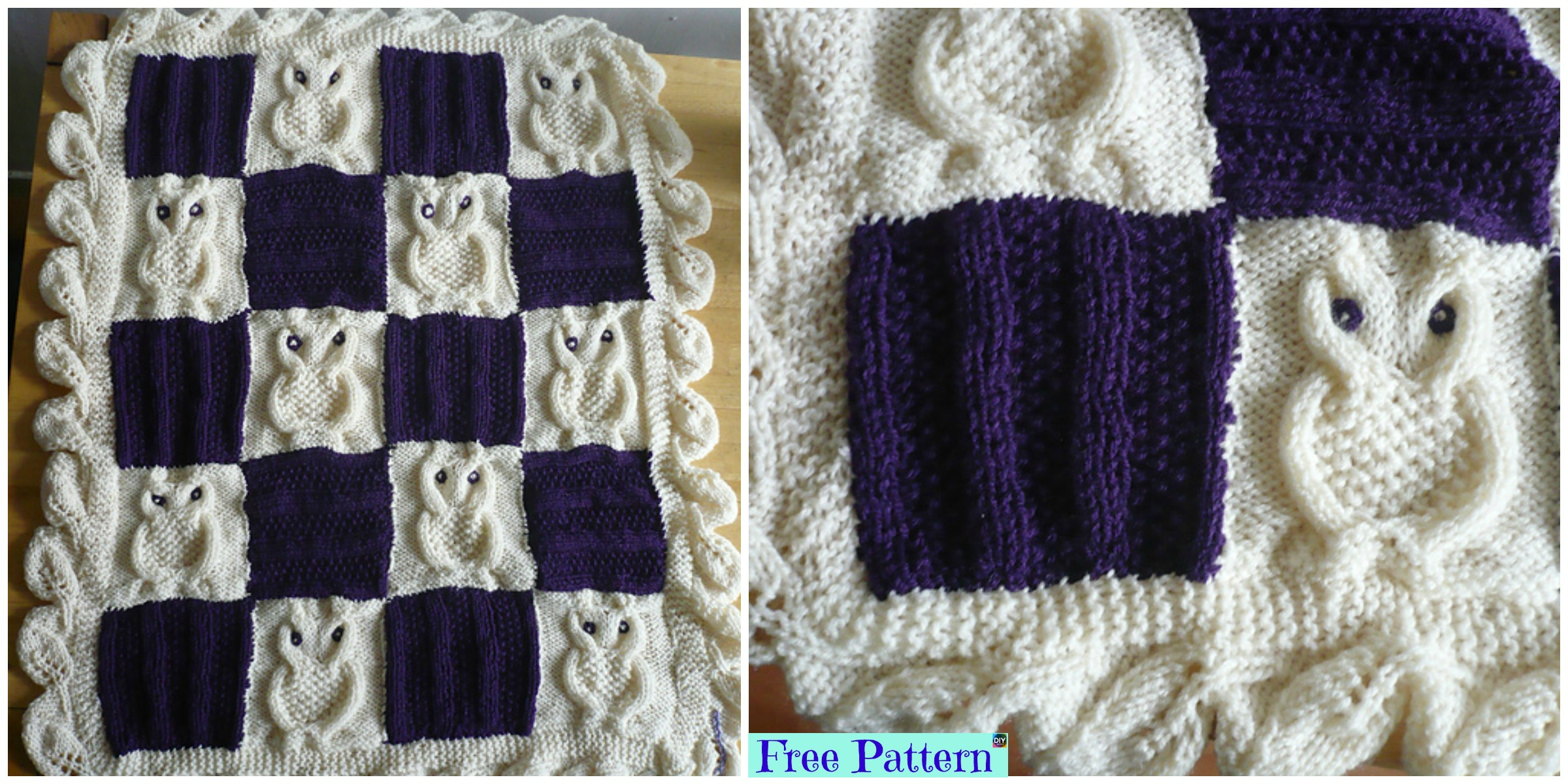 Adorable Knit Cable Owl Blanket – Free Pattern