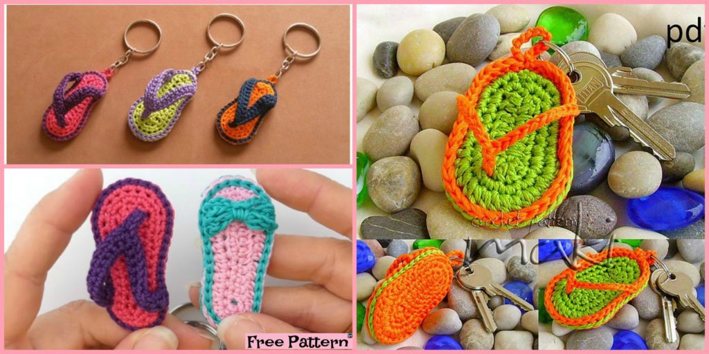 diy4ever- Crochet Slipper Keychain - Free Patterns