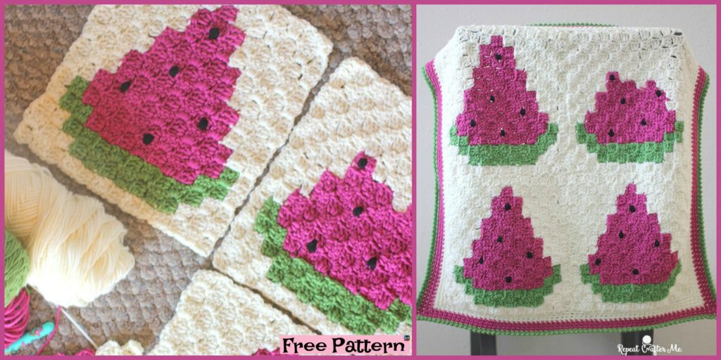 diy4ever - Crochet Watermelon Blanket FREE PATTERN