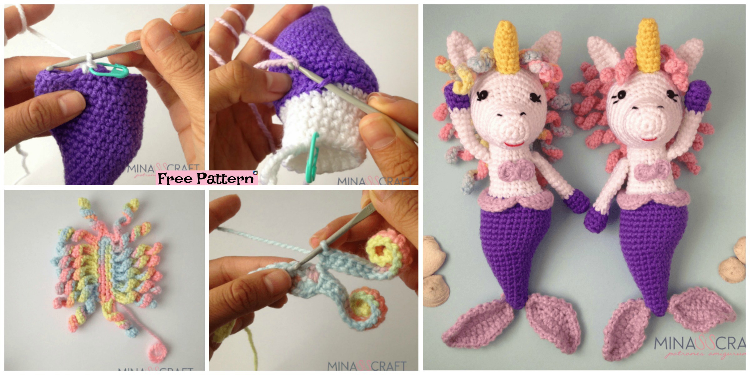 Crochet Unicorn Mermaid Amigurumi – Free Pattern