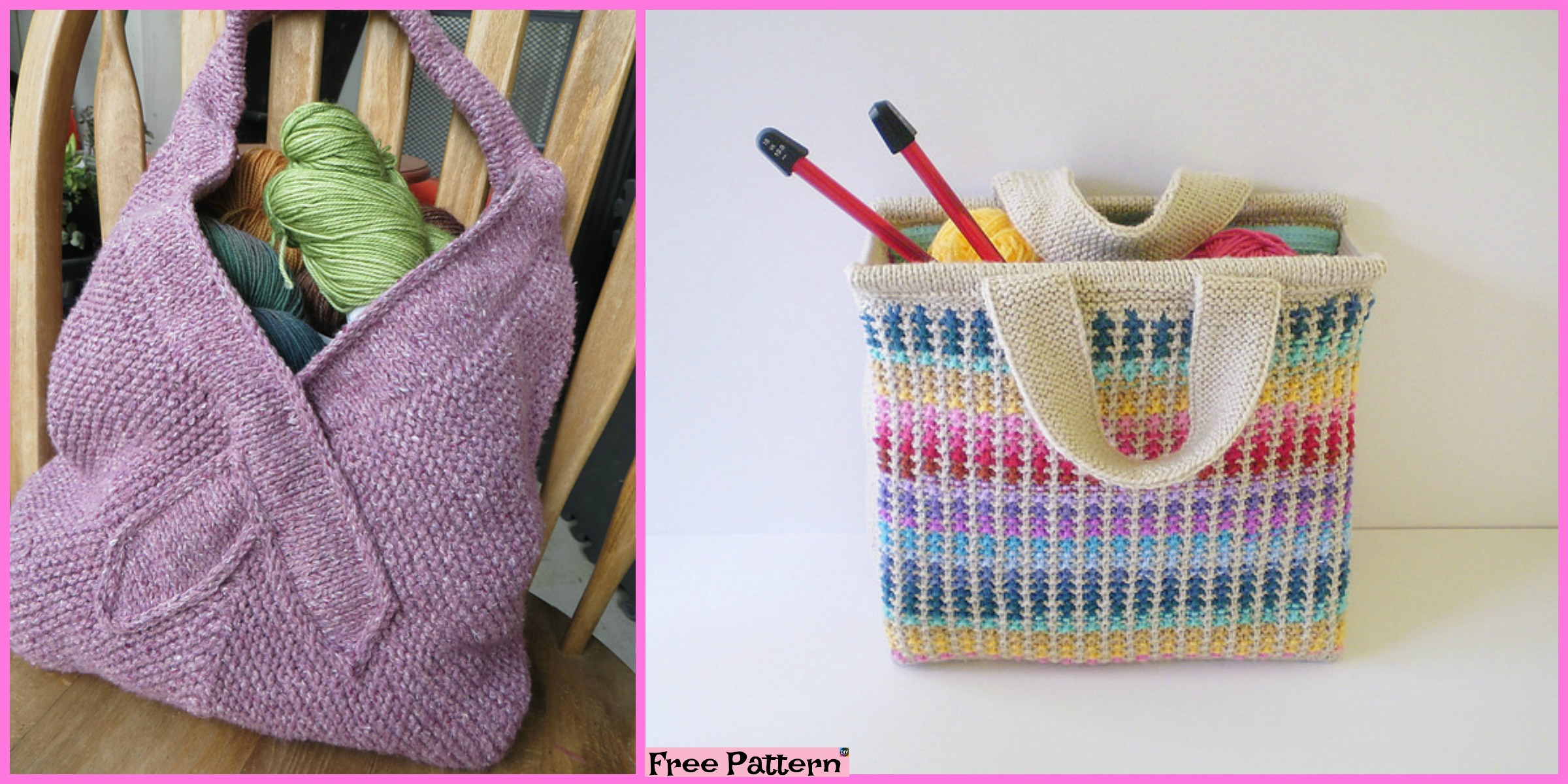 Beautiful  Knit Tote Bag – Free Patterns