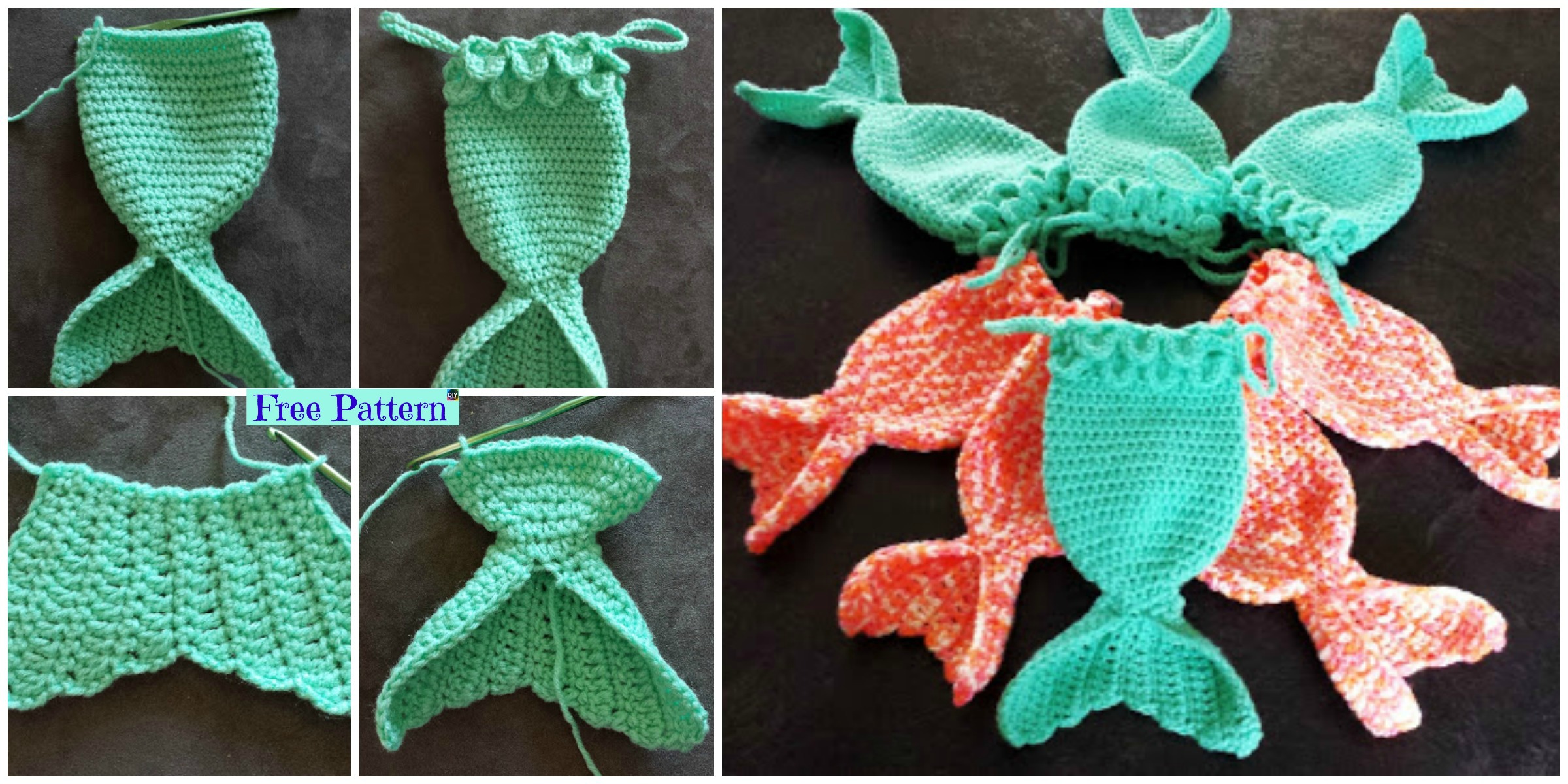 Mermaid Fish Tail Crocheted Treat Bags – Free Pattern