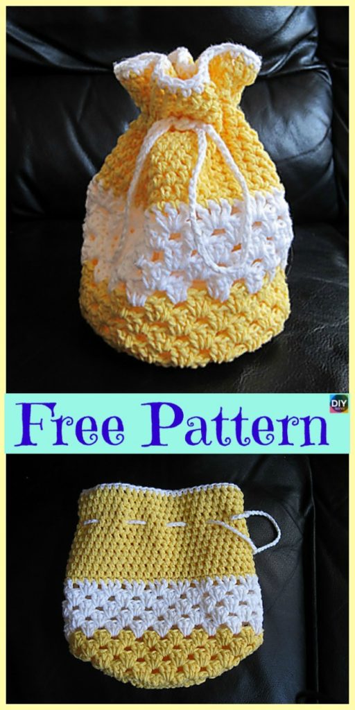 Round Base Crocheted Goody Bag - Free Patterns - DIY 4 EVER