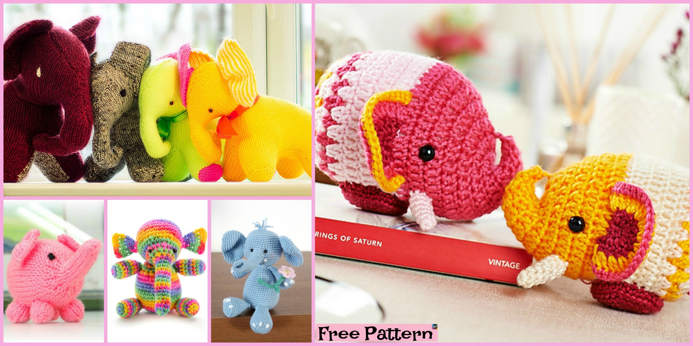 10 Crochet & Knit Amigurumi Elephant Free Patterns